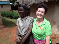 Joan O'Regan on one of her trips to Kenya with Brighter Communities.