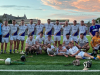 The Tralee Parnells Junior hurling squad with the South Kerry Junior Cup when they defeated Kenmare in the final AET