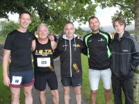 Tom Foley, Jack Moriarty, Kevin Roche, Tommy O'Brien and Donnacha O'Brien before the start of the Tralee Marathon on Saturday morning. Photo by Dermot Crean