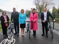 At the opening of the Tralee Fenit Greenway on Friday were Kerry County Council Chief Executive Moira Murrell, Brendan Griffin TD,  Minister Hildegaard Naughton, Minister Norma Foley, Mayor of Tralee Mikey Sheehy. Photo by Dermot Crean