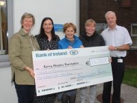 At the presentation of the cheque to the Palliative Care Unit at UHK on Tuesday were Maura Sullivan of Kerry Hospice, Emer Hallissey, Clinical Nurse Manager 3, Mary Shanahan and Andrea O'Donoghue of Kerry Hospice and Ger O'Connor of the Palliative Care Unit. Photo by Dermot Crean