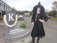 Student Areej Gul dressing up for Halloween at Kerry College on Thursday afternoon. Photo by Dermot Crean