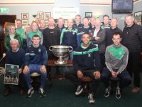Kerry stars Diarmuid O'Connor, Stefan Okunbor and Jack Barry with the club members and the Race Night organising committee, at Na Gaeil Clubhouse on Wednesday evening. Photo by Dermot Crean