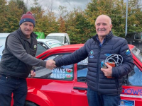 Kerry Motor Club's Sean Moriarty welcomes Welsh visitor Gwyndaf Evans to Kerry for the Winter Rally