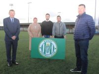 Kerry FC General Manager Sean O'Keeffe with Geraldine Nagle Vice Chairperson of KDL, Sporting Director of Kerry FC Billy Dennehy, Chief Operations Officer Steven  Conway and CEO Brian Ainsclough. Photo by Dermot Crean