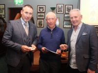 Chairman of Na Gaeil GAA Tim Lynch with Donal Lucey and James Costello at the Na Gaeil GAA Club Race Night at the clubhouse in Killeen on Friday night. Photo by Dermot Crean