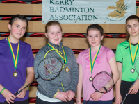 Kerry Juvenile Badminton held it's 1st Tournament Saturday 26 November Killarney Sports & Leisure Centre 
This photograph shows,  the Un 14 Girls Doubles Winners & Runners Up.  Photo: Thomas Bradley