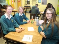 Mercy Mounthawk students Paula Holmes, Coren Hughes and Aideen Lynch at the ISTA Senior Science Quiz at the MTU South Campus on Thursday evening. Photo by Dermot Crean