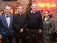 Cast members John Creagh, George Lowe, John Scroope and Sorcha Uí Shuilleabháin at the production from Hy-Breasal Players on Thursday night in Madden's Cafe. Photo by Dermot Crean