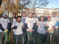 JRI America staff planting bulbs on Wednesday near the Tralee Municipal District Offices at Princes Street.