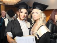 Graduates Jane Smith and Shauna O'Shea (Hairdressing) at the Kerry College Graduation Ceremony in The Brandon Hotel on Thursday afternoon. Photo by Dermot Crean
