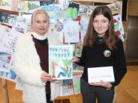 Winner of this year's Kerry ETB Christmas Card competition, Gaelcholáiste Chiarraí student Clodagh de Burca with teacher Deirdre Ní Síocháin. Photo by Dermot Crean
