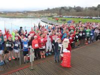 Some of the participants in the Santa 5k Fun Run at the Tralee Bay Wetlands on Sunday. Photo by Dermot Crean