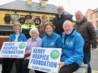 Launching this year's Bill Kirby Memorial Walk in aid of Kerry Hospice were, in front; Maura Sullivan, Ciss O'Connor, Mary Shanahan and Michael Fox O'Connor. Back from left; Sergeant Eileen O'Sullivan, Fiona Kirby of Kirby's Brogue Inn, Mark Hussey of Cara Credit Union and Mike Moriarty. Photo by Dermot Crean