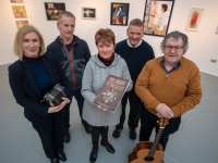 Launching the event at Siamsa Tíre were Dr Susan Motherway (Lecturer, MTU), Tadhg O'Shea (Lecturer, MTU), Karen Trench (Listowel), Muiris O'Laoire (Lecturer, MTU), and Gabriel Fitzmaurice (writer, poet from Moyvane). Photo by Dominick Walsh