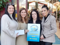 Marisa Reidy of Recovery Haven Kerry collects the proceeds of Ballyseedy Home and Garden’s Christmas collection on Monday from Elizabeth Fearns - PR & Events of Ballyseedy – along with staff Catherine Doolin and Amanda Lynch.