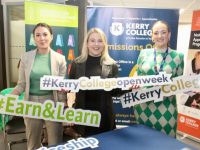 Niamh O'Donovan, Meaghan Nolan and Phena Mulligan at the Kerry College Apprenticeship Evening on Thursday. Photo by Dermot Crean