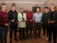 The new Austin Stacks senior team manager Billy Lee (third from right) with the recipients of special awards at the Austin Stacks Supporters Club Night at the Clubhouse on Saturday night. From left; Dylan Casey, Greg Horan, Aoife Dillane, Darragh Long, Jack O'Shea and Joe O'Connor. Photo by Dermot Crean
