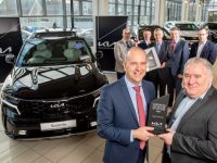 Declan O’Hara, Managing Director, McElligotts receives the  European Kia Dealer of the Year 2023 from Ronan Flood, Managing Director, Kia Ireland this week at the KIA Dealership in Oakpark Tralee this week. Also in photo are back from left,  Colin Swan, Head of Sales, Kia Ireland, Darren Byrne, Aftersales Regional Manager, Kia Ireland, Patrick McElligott, Director, McElligott's KIA Tralee,  David Murphy, Head of Aftersales, Kia Ireland and Adam Fogarty, Head of Network Development, Kia Ireland.  
Photo: Don MacMonagle 

pr photo from McElligotts KIA


Press release:
 
McElligotts of Tralee named Kia European Dealer of the Year 2023

February 23rd 2023:  McElligotts Tralee Ltd. based on the Listowel Road have been awarded the inaugural Kia European Dealer of the Year award for 2023. This prestigious award was given exclusively to the best Kia dealers across Europe, as part of Kia’s distinctive global dealer excellence recognition programme. Dealers are recognised for the previous year’s performance in d