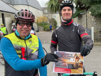 Declan Murphy and Damien O'Sullivan before their Saturday morning cycle promoting the upcoming information session.
