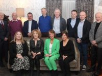 The Board of Management at Gaelscoil Mhic Easmainn held a dinner to honour retiring staff and past members of the board. Pictured, seated from left; Lorraine O'Sullivan, Mairead Ní Bhrosnacháin, Cáit Uí Chonchúir and Sorcha Uí Shuilleabháin. Back from left; Pádraig Ó Dálaigh, Padraig Mac Amhlaoibh, Fr Francis Nolan, Stephen Buttimer, Principal Liam Ó Conchubhair, Tadhg Ó Loingsigh, Niall Ó Luasaigh and Michael Hilliard. Photo by Dermot Crean