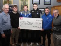 Tadhg Reen (second from left) picks up his Last Man Standing winnings of €500 at Kerins O'Rahillys Clubhouse on Friday night. Also included are Mike Mangan, TJ Heaphy, Tom Hoare, John O'Connor and Ger Moran. Photo by Dermot Crean