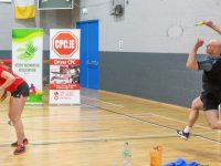 Niamh Hickey (Killarney) Tom Bourke (Castleisland)  in action and winning  the Division 1  Kerry Mixed Doubles title. Photo: Tom Bradley