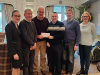 At the presentation of a cheque to St Vincent de Paul by the Tralee International Bridge Congress were; Claire Carmody from The Rose Hotel, Tom Hardiman, Hugh O Connell President of the Congress, Paddy Kevane SVDP President, Junior Locke SVDP, and Trish Stack.