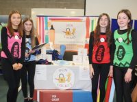 Presentation Castleisland students Muireann Hickey, Nell Hartnett, Ella Greaney and Leah Griffin with their 'Pen Locket' company at the Student Enterprise Awards at the MTU Kerry Campus on Tuesday. Photo by Dermot Crean