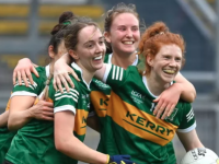 Kerry players Kerry players, from left, Amy Harrington, Louise Galvin, Síofra O'Shea and Louise Ní Mhuircheartaigh celebrate the victory. Photo: Sportsfile