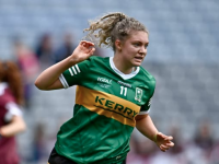 Niamh Ní Chonchúir of Kerry celebrates her side's first goal. Photo: Sportsfile