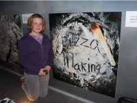 Cara Harrington with her offering 'Pizza Making' at the opening of the 'Through Our Eyes' exhibition at Kerry County Museum on Saturday. Photo by Dermot Crean