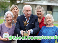 Marty Whelan, Chair of the judging panel for this year’s Good Causes Awards 2023, is pictured alongside Jennifer Crowe, CSR & Good Causes Relationship Manager for the National Lottery and Dance Theatre Ireland’s ‘Vintage Youth’, (Helen Nugent, Barbara Wood, Patricia Hughes) at the announcement of the National Lottery Good Causes Awards 2023 application deadline extension which now allows submissions until 5 pm on Friday, 7th April.