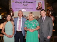 Anne O'Callaghan (third from left) with husband Michael, teacher Helen Hayes and Principal of CBS The Green Tralee, Robert Flaherty(right) at a function to mark Anne's retirement as Principal of CBS The Green in The Ashe Hotel on Friday night. Photo by Dermot Crean