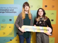 Munster Technological University students Heather O’Mahony from Tralee and Esel Acun from Killarney, whose ‘The Hurling Cú | An Cú Iomána’ project has received N-TUTORR funding. Photo: Jason Clarke