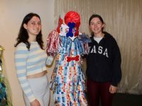Mercy Mounthawk students Niamh Rice and Holly O'Brien with their design on display at the Kerry Junk Kouture showcase on Saturday at Kerry County Museum. Photo by Dermot Crean