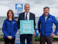 Kerry County Council pledge their commitment to the "Think Before You Flush" campaign on all Blue Flag Beaches. Picture shows from left Katrina Browne, Uisce Éireann, Paul Neary, Kerry County Council, Jonathan Deane, Uisce Éireann. Picture Dylan Vaughan.
