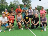 Tralee Tennis Club members with refugees and asylum seekers at the teenis programme on Thursday morning. Photo by Dermot Crean
