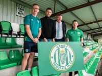 Darren Aherne (FAI Regional High Performance Coach), Billy Dennehy (Kerry FC Sporting Director and First Team Manager), Sean O Keeffe (Kerry FC General Manager) and Damian Locke (Kerry FC Head of Academy) pictured in Mounthawk Park following today's announcement. PHOTO: Adam Kowalczyk