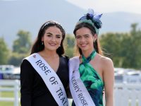 Coming up roses...Rose of Tralee 2022, Rachel Duffy, with The Kerry Rose Kelsey Lang McCarthy from Cahersiveen, enjoying a special  July Race Meeting at Killarney Race Course Wednesday evening flat racing. Photo: Valerie O'Sullivan/FREE PICS/Issued 19/07/2023
