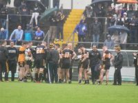 Stacks regroup at half-time in extra-time. Photo by Dermot Crean