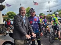The Rose Hotel's owner Dick Henggeler with cyclist Sean Kelly at the hotel on Friday evening.