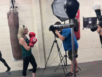 Lynda McGrath of Tralee Boxing Club being filmed as part of the documentary.