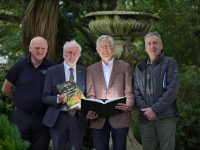 500 Species of Fungi - 202 new specimens,  A remarkable new book by  Louis O’Toole - ‘Fungi Of Killarney National Park’ - (3rd left) launched by Minister of State for Heritage and Electoral Reform, Malcolm Noonan TD, the  book titled ‘Fungi of Killarney National Park’ in Killarney. With Louis isÉamonn Meskell, Divisional Manager, National Parks and Wildlife Service, and Louis’s Brother Peter O’Toole, former Conservation Ranger, Killarney National Park. The book is 
published by National Park and Wildlife Service. Researched and produced by Louis, it is a mammoth masterpiece of wonderful photographs and text - with an inventory of 500 species of fungi recorded in Killarney National Park, 400 pages, coffee table book. Minister of State for Heritage and Electoral Reform, Malcolm Noonan TD, was on hand to launch the book in Killarney. 
Louis painstakingly photographed each fungi - a lifetimes work that is crucial to the understanding of mycological presence in the native woodlands. Photo: Valerie O'Sullivan/FREE PIC