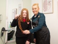 Katie Crean with Karina Sweeney  after she had her hair cut for charities.