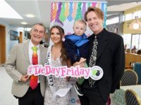 Joining Miss Kerry Leah Galloway were fashion designer Don O'Neill with husband Pascal Guillermie and little Donagh at the coffee morning in aid of Kerry Mental Health Association at the Lakeside Cafe at Tralee Bay Wetlands on Friday. Photo by Dermot Crean