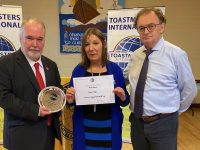 James Finnegan with Humorous Speech winner Sonia Elston and Derry Butler of Tralee Toastmasters.