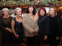 Teresa Freeman, Mags Horgan, Bridget Clifford, Carol Ann Murphy and Karen O'Leary enjoying Christmas party night at The Ashe Hotel on Friday. Photo by Dermot Crean