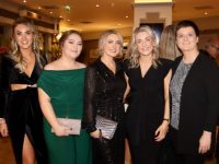 Amber Reidy, Jamie Mulcahy, Ellen Mitchell, Juliette O'Connor and Katie Buckley at the Bon Secours Christmas party night at The Rose Hotel on Friday. Photo by Dermot Crean