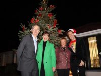 Dick Spring, Minister Norma  Foley, Marian Barnes and Don O'Neill at the switching on of the lights on the Christmas tree at Recovery Haven on Friday. Photo by Dermot Crean